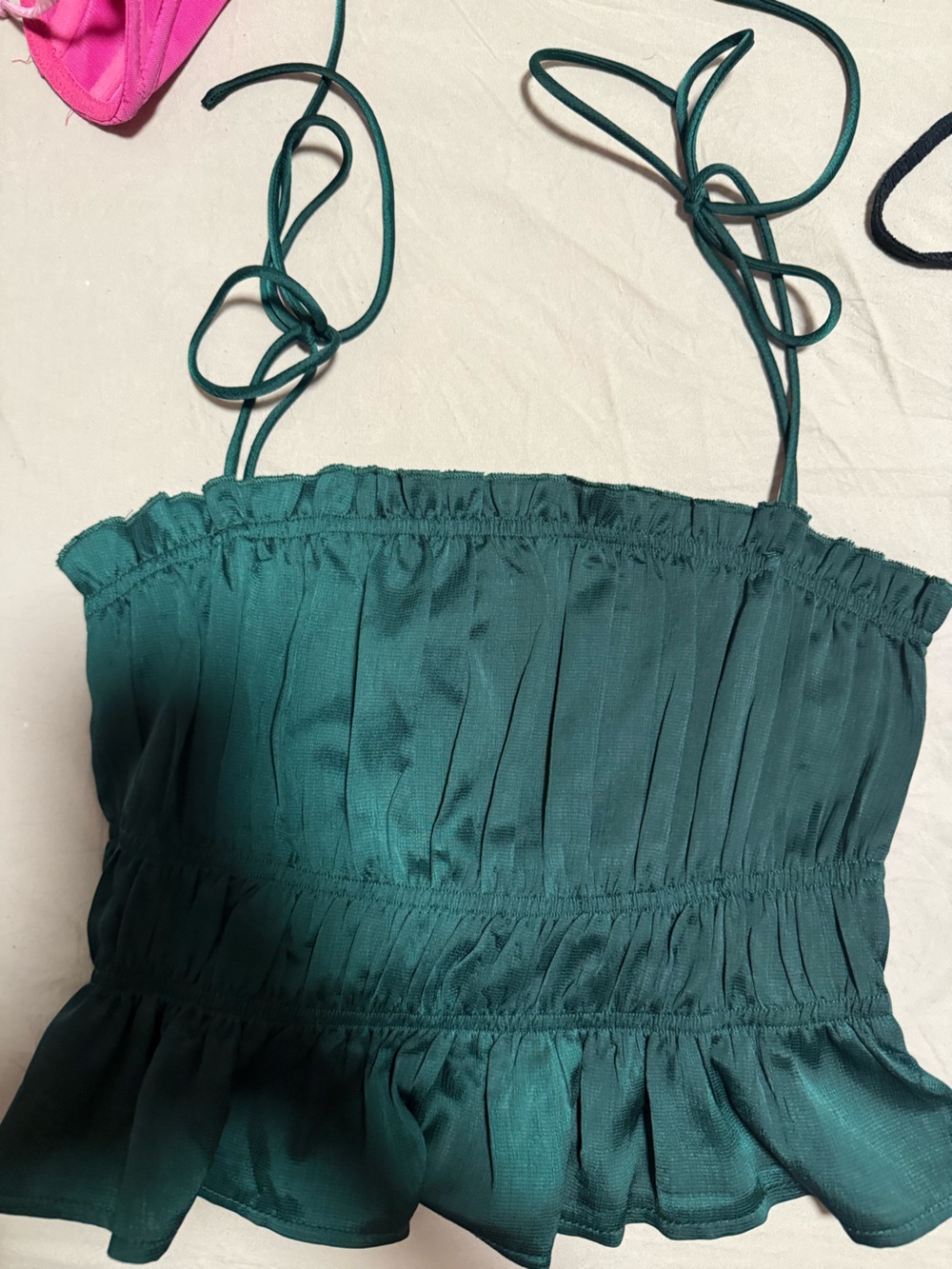 Princess Polly Forest Green Drawstring Crop Top